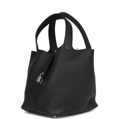Hermès Black Clemence Picotin Lock 22cm Palladium Hardware