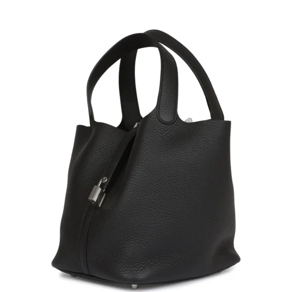 Hermès Black Clemence Picotin Lock 22cm Palladium Hardware