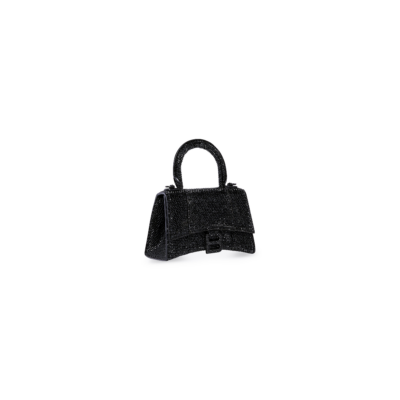 WOMEN'S HOURGLASS XS HANDBAG WITH RHINESTONES IN BLACK