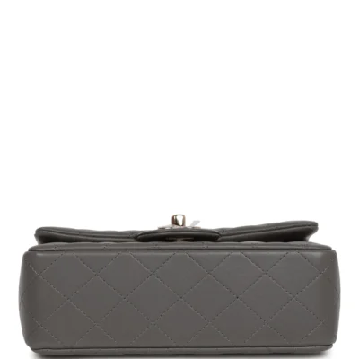 d936d24e4b13665cdad983f1e1df5045 Chanel Mini Rectangular Flap Bag with Top Handle Dark Grey Lambskin Light Gold Hardware