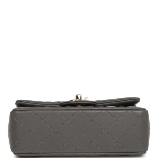d936d24e4b13665cdad983f1e1df5045 Chanel Mini Rectangular Flap Bag with Top Handle Dark Grey Lambskin Light Gold Hardware