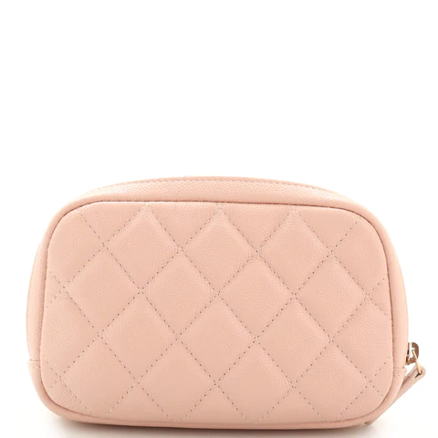 Chanel Curvy Cosmetic Pouch Quilted Caviar Small
