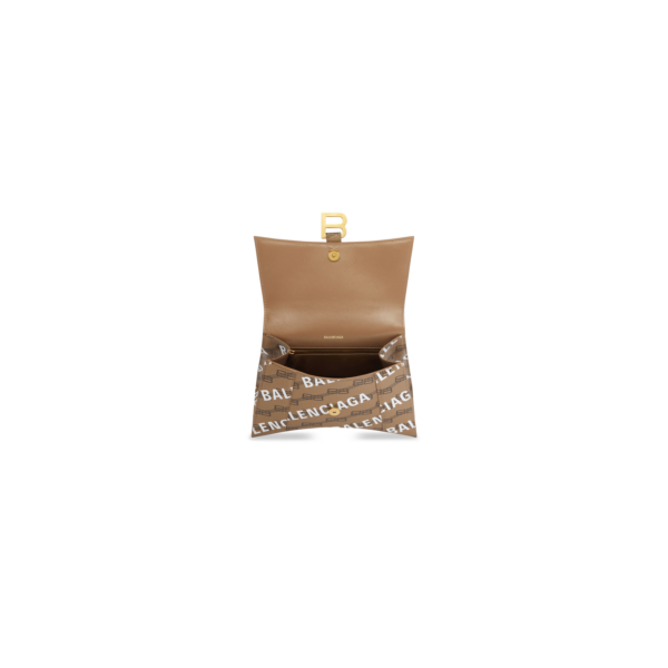 d9f54b6831b2f76cae5a2694ae74c75d WOMEN'S HOURGLASS SMALL HANDBAG BB MONOGRAM COATED CANVAS AND ALLOVER LOGO IN BEIGE