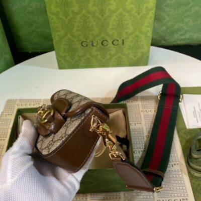 Gucci Horsebit 1955 Strap Wallet 699760 Dark Coffee