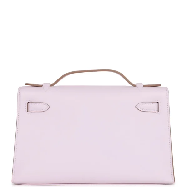 Hermès Kelly Pochette Mauve Pale Swift Palladium Hardware