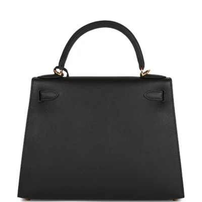 Hermès Kelly Sellier 28 Black Epsom Gold Hardware