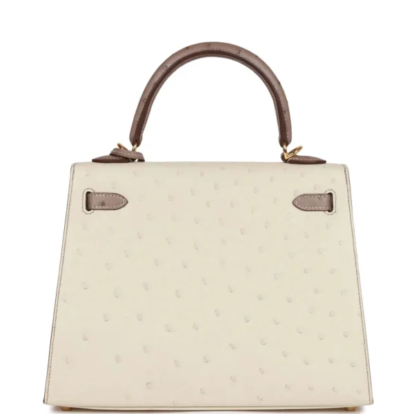 Hermès Special Order (HSS) Kelly Sellier 25 Beton and Gris Asphalte Ostrich Gold Hardware
