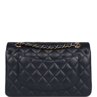 Chanel Small Classic Double Flap Navy Lambskin Light Gold Hardware