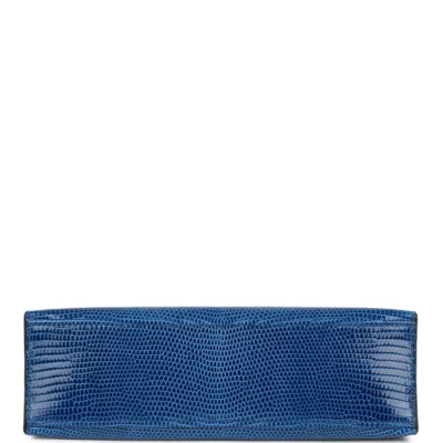 Hermès Kelly Pochette Bleu Saphir Lizard Palladium Hardware