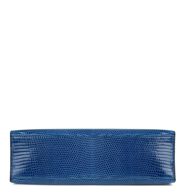 Hermès Kelly Pochette Bleu Saphir Lizard Palladium Hardware