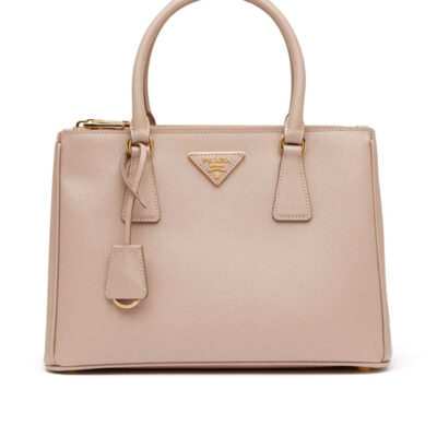 普拉达 Galleria Powder 粉色 Saffiano 皮革中号包