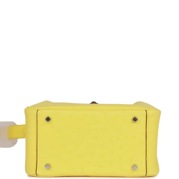 Hermès Mini Lindy Jaune Citron Ostrich Palladium Hardware