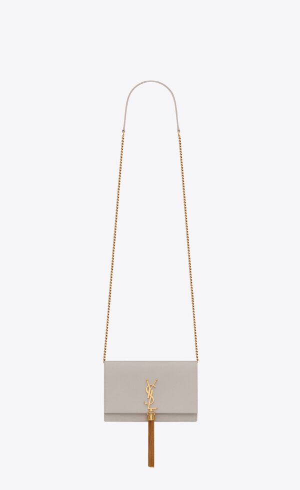 dcd6f90a521285e01a6543d230fdba01 YSL Kate Small Chain Bag with Tassel in Crocodile Embossed Shiny Leather