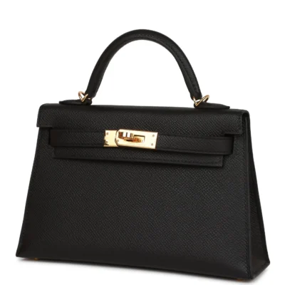 Hermès Kelly Sellier 20 Black Epsom Gold Hardware