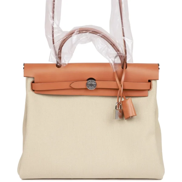 Hermès Herbag Zip PM 31 Beton Toile H Berline Vache Naturel Hunter Palladium Hardware