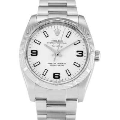 Rolex Air-king 114210.1 White Quarter Arabic Dial Unisex 34MM
