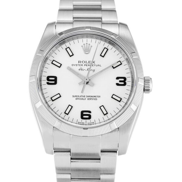 Rolex Air-king 114210.1 White Quarter Arabic Dial Unisex 34MM