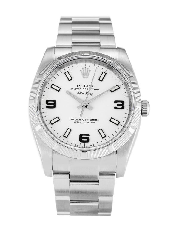 Rolex Air-king 114210.1 White Quarter Arabic Dial Unisex 34MM