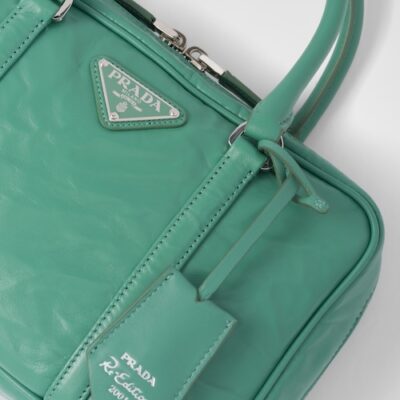Prada Medium antique nappa leather top handle bag - Sage Green