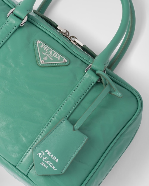 Prada Medium antique nappa leather top handle bag - Sage Green
