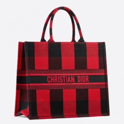 dede7f24fd3090dc1b432e1603aedc2b Dior Book Tote Bag Check Embroidered Canvas