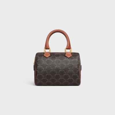 df3c8bd31aa04abacce34f073d8ad21a SMALL BOSTON IN TRIOMPHE CANVAS AND CALFSKIN TAN