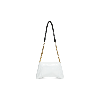 WOMEN'S DOWNTOWN SMALL SHOULDER BAG WITH CHAIN CROCODILE EMBOSSED IN WHITE