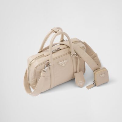 Prada Medium antique nappa leather top handle bag - Desert Beige