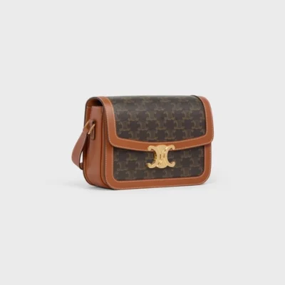 CLASSIQUE TRIOMPHE BAG IN TRIOMPHE CANVAS AND CALFSKIN TAN