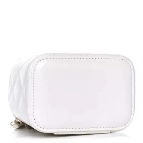 CHANEL Calfskin Quilted Mini Perfect Fit Vanity Case With Chain White