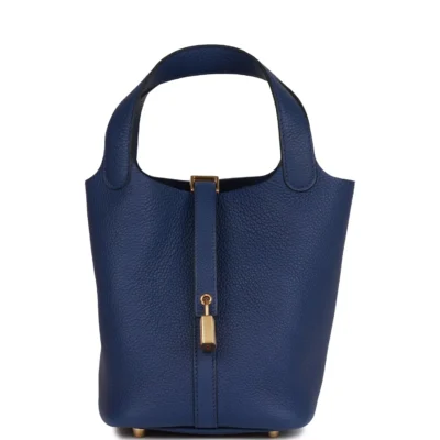 e2360bf9cb1e4d83bd3222c163c2afa2 Hermès Picotin Lock 18 Bleu Saphir Clemence Gold Hardware