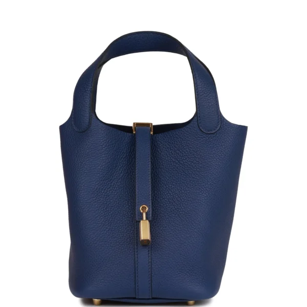 e2360bf9cb1e4d83bd3222c163c2afa2 Hermès Picotin Lock 18 Bleu Saphir Clemence Gold Hardware