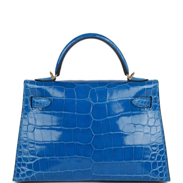 Hermès Kelly Sellier 20 Bleu Zellige Shiny Alligator Gold Hardware
