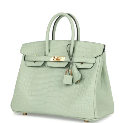 Hermès Birkin 25 Vert D'Eau Matte Alligator Gold Hardware