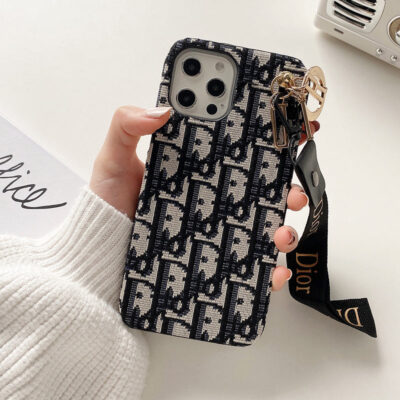 Luxury CD Black iPhone Case With Strap