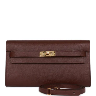 爱马仕 Kelly Go Bordeaux Epsom 金色五金钱包
