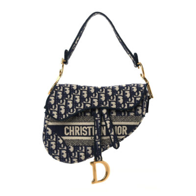 e39cd0dbbd6d254a058641bef855a56d CHRISTIAN DIOR Oblique Embroidered Saddle Bag Blue