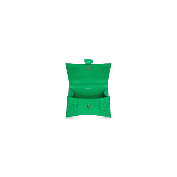 WOMEN'S HOURGLASS XS HANDBAG CROCODILE EMBOSSED IN GREEN