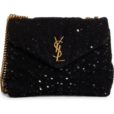 YSL Loulou Small Chain Bag in Quilted 'Y' Leather Satin and Sequins