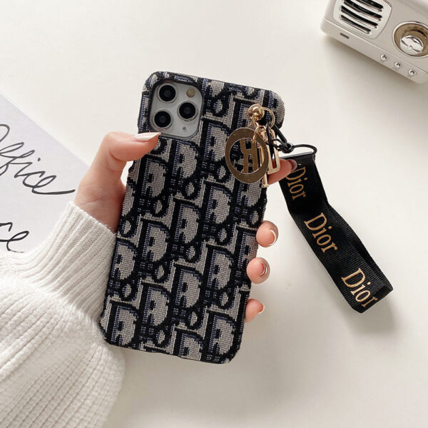 Luxury CD Black iPhone Case With Strap