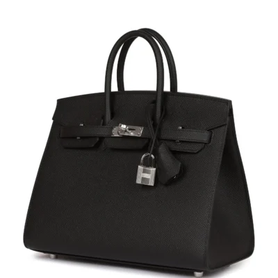 e580cd27278480742a817ebbac37acc6 حقيبة هيرميس Birkin Sellier 25 من جلد إبسوم باللون الأسود مع إكسسوارات معدنية من البلاديوم
