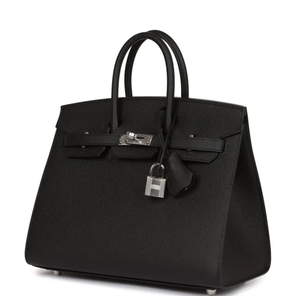 e580cd27278480742a817ebbac37acc6 حقيبة هيرميس Birkin Sellier 25 من جلد إبسوم باللون الأسود مع إكسسوارات معدنية من البلاديوم
