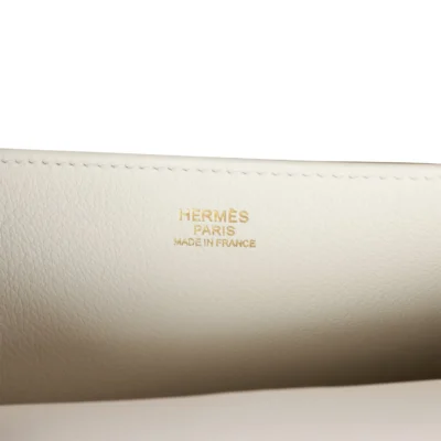 Hermès Halzan 25 White Evercolor Gold Hardware