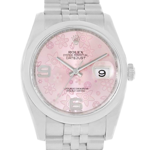 Rolex Datejust 116200PFAJ 36MM Pink Floral Dial Silver-tone Case