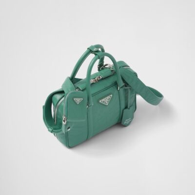 Prada Medium antique nappa leather top handle bag - Sage Green