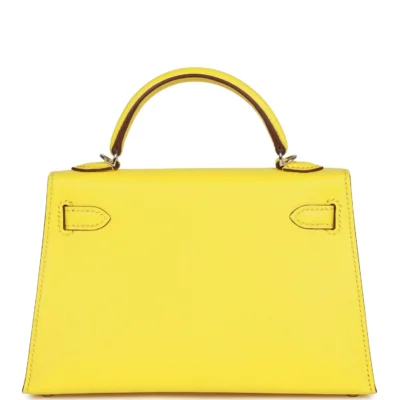حقيبة هيرميس Kelly Sellier 20 Jaune Citron Chèvre مع إكسسوارات معدنية من البلاديوم