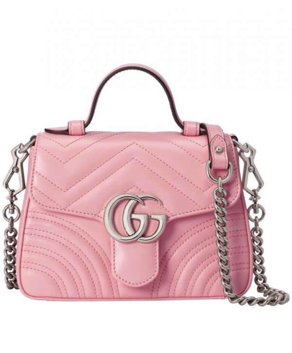 e63b3697301d1c41b4d2b077a1944f0f Gucci GG Marmont Silver Chain Shoulder Strap GG Logo Flap Female Pink Quilted Leather Single Top Handle Bag 2022 Price