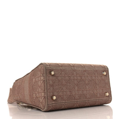 e667fc36ff40db2bae8f082b9791fde4 CHRISTIAN DIOR Canvas Embroidered Cannage Medium Lady D-Lite Pink
