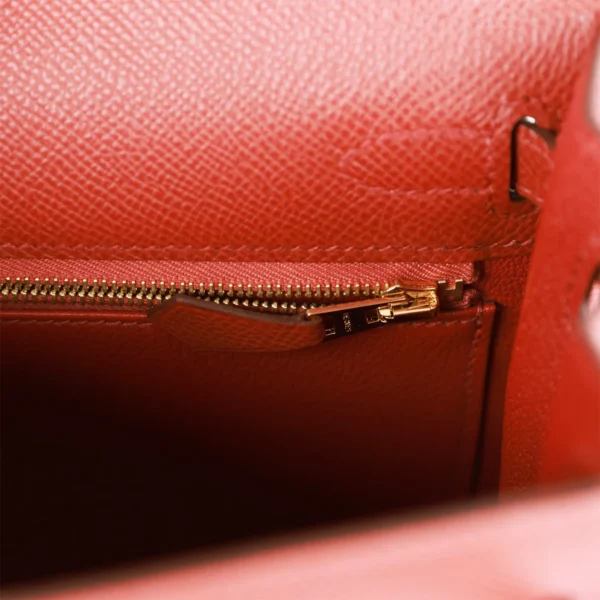 Hermès Kelly Sellier 25 Rouge Venetian Epsom Gold Hardware