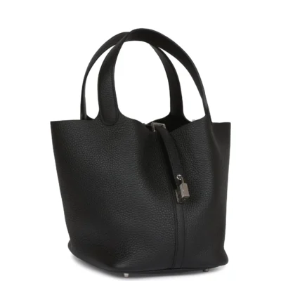 Hermès Black Clemence Picotin Lock 22cm Palladium Hardware